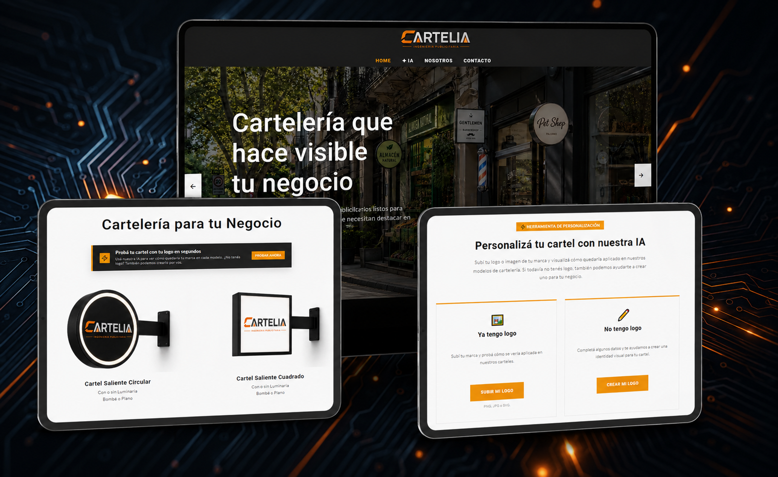 Sitio web y personalizador con inteligencia artificial de Cartelia